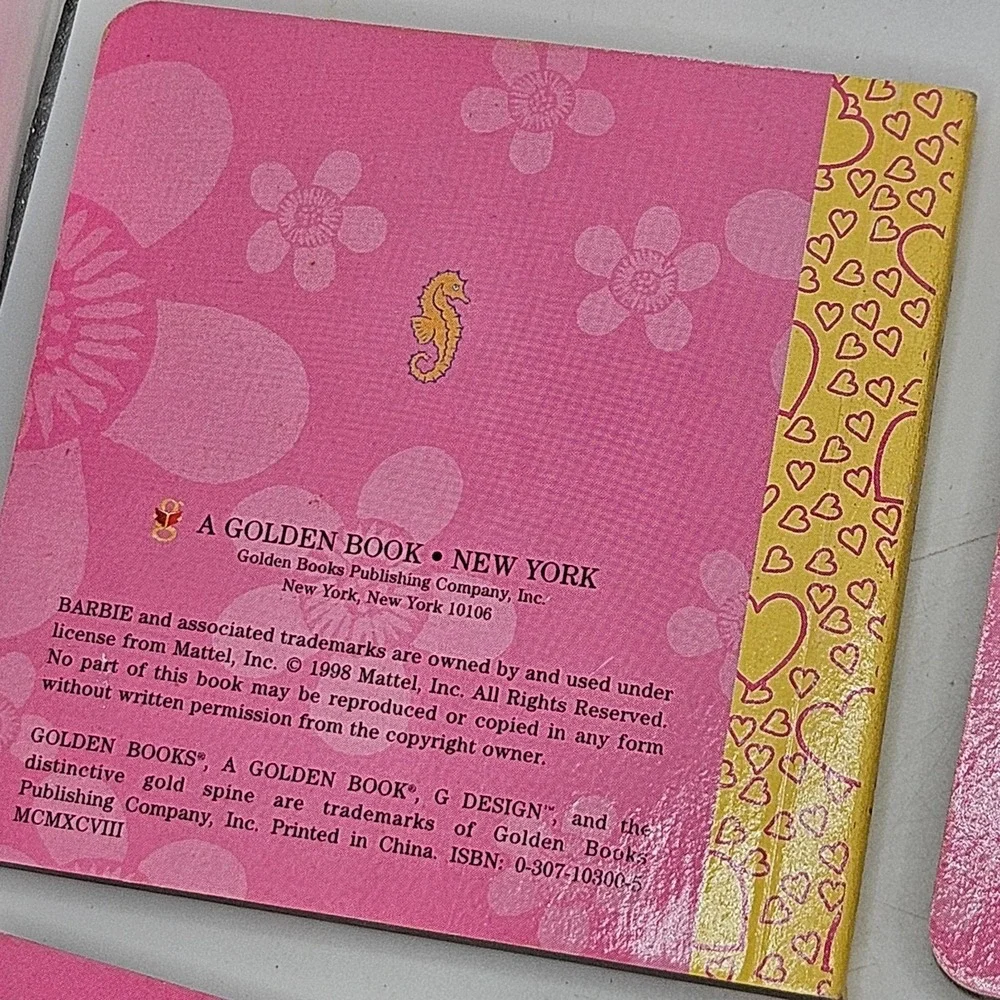 Vintage 1998 Barbie Pocket Library Golden Books Complete 6 Board Book Box Set